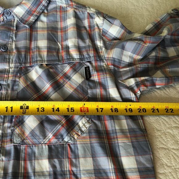 Columbia Shirt Outdoor Insect Blocker Lng Sleeve Size Medium grey/rd/ornge plaid - Picture 9 of 12